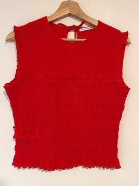 Cecilie Bahnsen Uniqlo Sleevless Shirring Top - Size XL - Red
